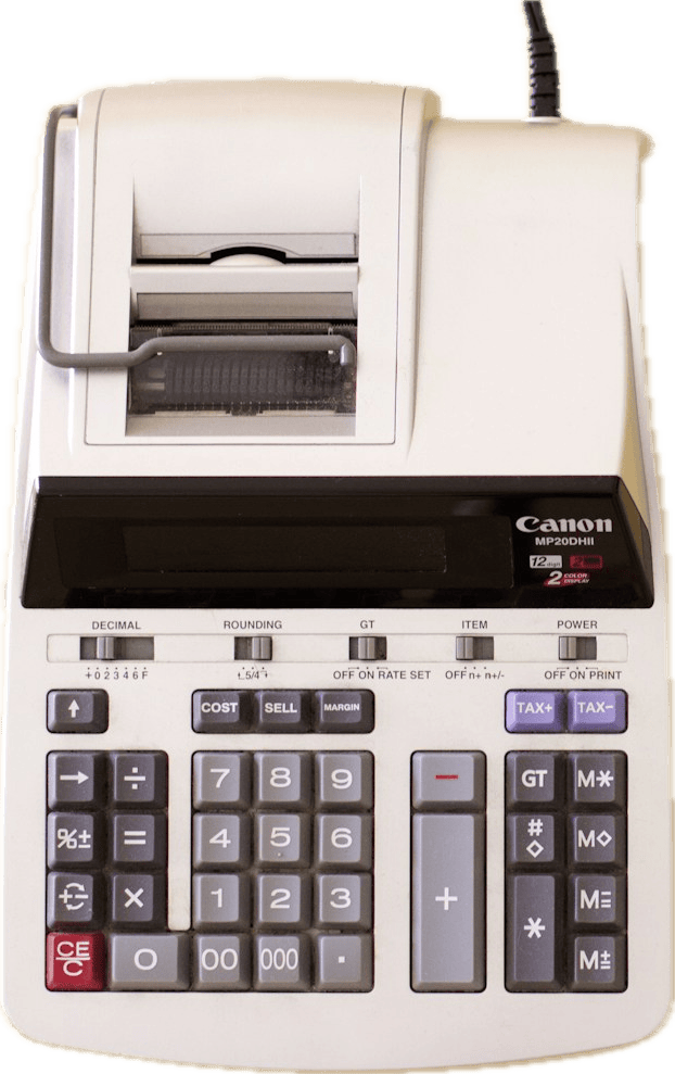 A printing calculator of the kind used to check bills and accounts